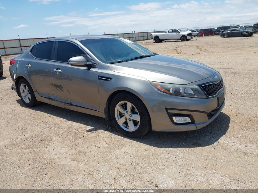 2015 Kia Optima VIN 5XXGM4A79FG358257 IAAI salvage auction — SIDE, Salvage Title, sold $1,100 on 2026-07-24 (photo 1)
