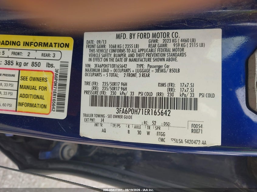 2014 Ford Fusion VIN 3FA6P0H71ER165642 IAAI salvage auction — SIDE, Salvage (Missouri), sold $575 on 2026-07-20 (photo 9)