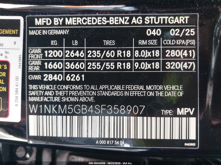 2025 Mercedes-benz Glc VIN W1NKM5GB4SF358907 IAAI salvage auction — SIDE, Salvage (California), sold $23,100 on 2026-07-20 (photo 9)