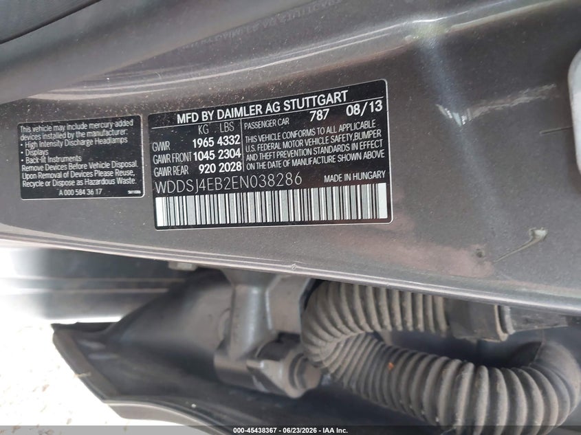 2014 Mercedes-benz Cla-klasse VIN WDDSJ4EB2EN038286 IAAI salvage auction — NORMAL WEAR, Original (Texas), sold $1,000 on 2026-08-03 (photo 9)
