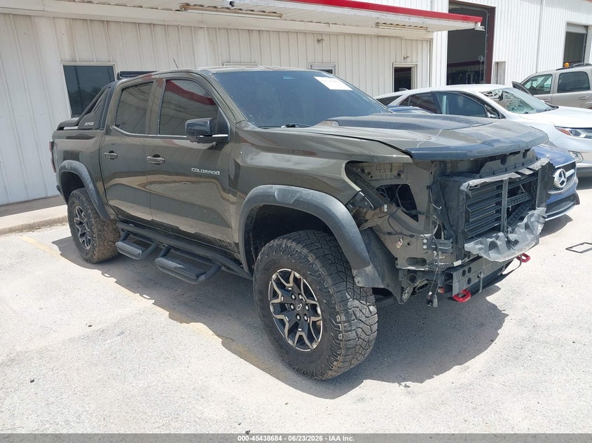 2023 Chevrolet Colorado VIN 1GCPTFEK1P1256056 IAAI salvage auction — WATER/FLOOD, Salvage Title, sold $10,300 on 2026-07-29 (photo 1)