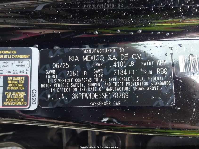 2025 Kia K4 VIN 3KPFW4DE5SE178289 IAAI salvage auction — ROOF, Mv-907A (New York), sold $7,100 on 2026-07-28 (photo 9)