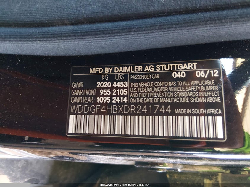 2013 Mercedes-benz C-klasse VIN WDDGF4HBXDR241744 IAAI salvage auction — FRONT END, Salvage (Arizona), sold $400 on 2026-07-17 (photo 9)