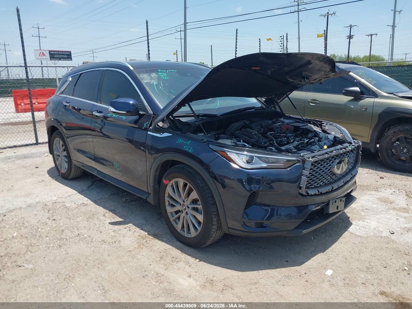 2024 Infiniti Qx50 VIN 3PCAJ5BA2RF106954 IAAI salvage auction — FRONT END, Original (Texas), sold $11,100 on 2026-08-12 (photo 1)