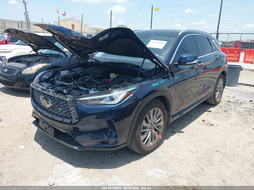 2024 Infiniti Qx50 VIN 3PCAJ5BA2RF106954 IAAI salvage auction — FRONT END, Original (Texas), sold $11,100 on 2026-08-12 (photo 2)