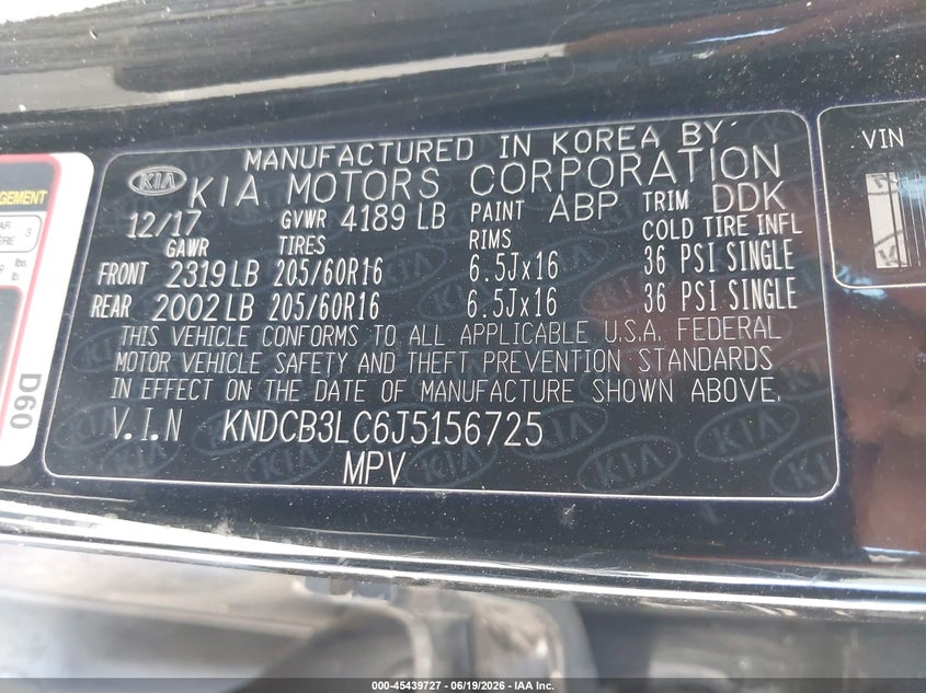 2018 Kia Niro VIN KNDCB3LC6J5156725 IAAI salvage auction — RIGHT SIDE, Salvage (California), sold $2,575 on 2026-07-16 (photo 9)