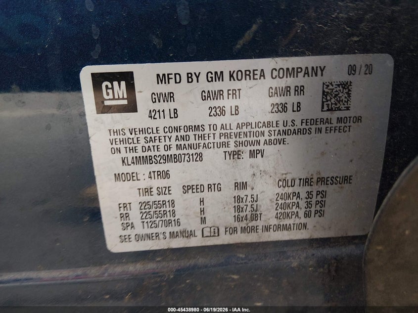 2021 Buick Encore gx VIN KL4MMBS29MB073128 IAAI salvage auction — REAR END, Salvage (North Carolina), sold $1,200 on 2026-07-09 (photo 9)