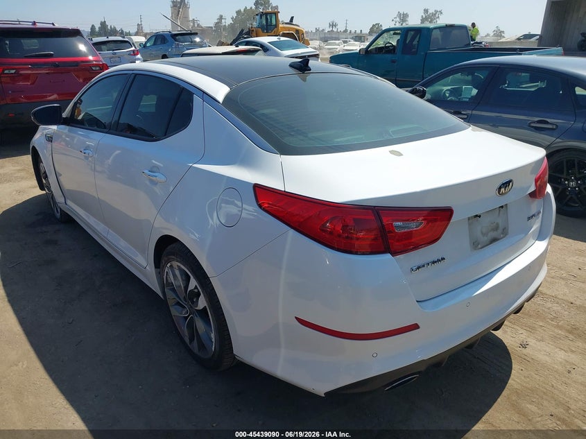 2015 Kia Optima VIN 5XXGR4A69FG387721 IAAI salvage auction — LEFT FRONT, Salvage Title, sold $1,100 on 2026-07-29 (photo 3)