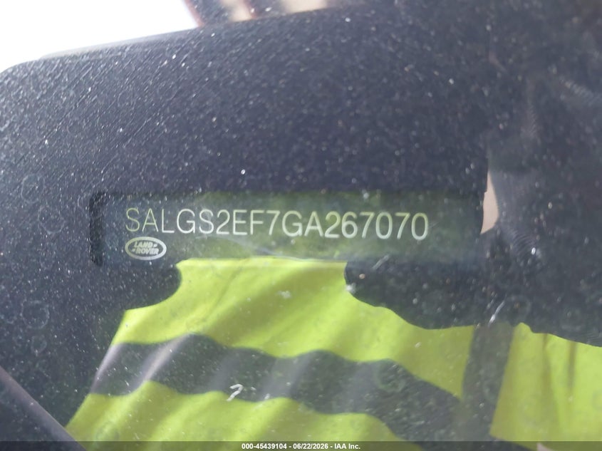 2016 Land rover RANGE ROVER VIN SALGS2EF7GA267070 IAAI salvage auction — NORMAL WEAR, Clear - Dealer Only (California), sold $3,000 on 2026-07-28 (photo 9)