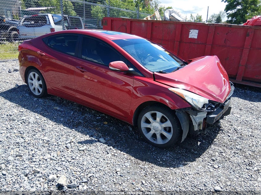 2013 Hyundai Elantra VIN KMHDH4AE5DU659813 IAAI salvage auction — FRONT END, Salvage Title, sold $350 on 2026-07-26 (photo 1)