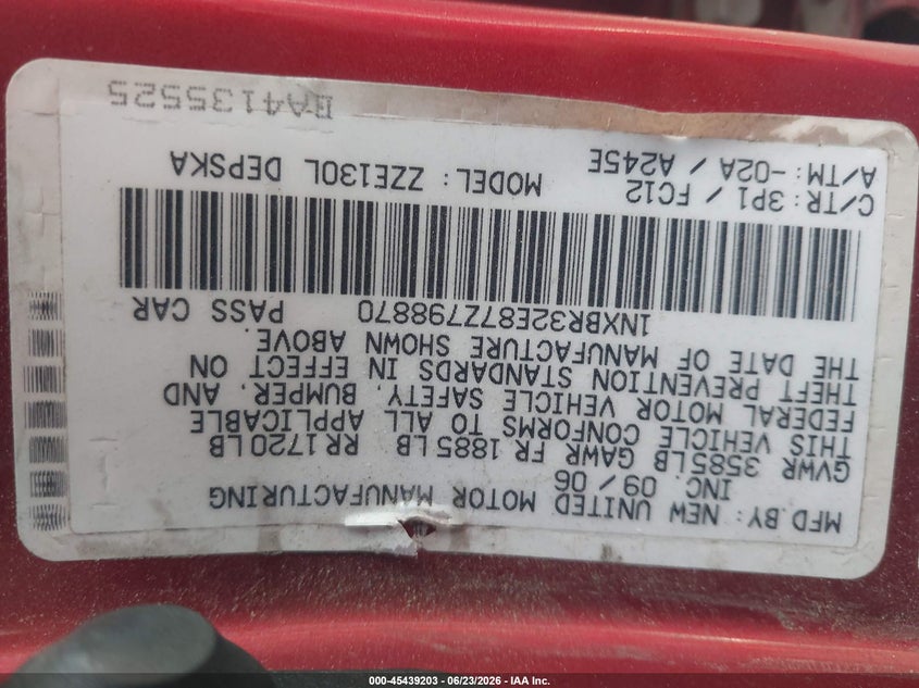 2007 Toyota Corolla VIN 1NXBR32E87Z798870 IAAI salvage auction — NORMAL WEAR, Clear (Idaho), sold $325 on 2026-07-09 (photo 9)