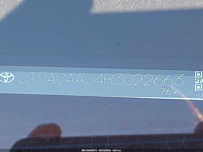 2024 Toyota Prius VIN JTDACAAU4R3022663 IAAI salvage auction — FRONT END, Salvage (Indiana), sold $8,100 on 2026-07-30 (photo 9)