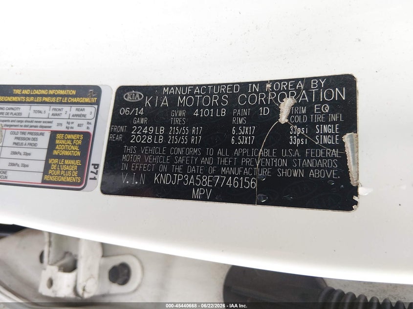 2014 Kia Soul VIN KNDJP3A58E7746156 IAAI salvage auction — THEFT, Salvage (Indiana), sold $600 on 2026-07-24 (photo 9)