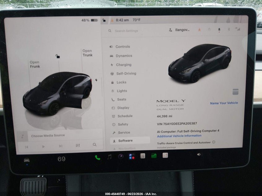 2023 Tesla Model y VIN 7SAYGDEE2PA205387 IAAI salvage auction — FRONT END, Salvage (New Jersey), sold $14,300 on 2026-08-02 (photo 7)
