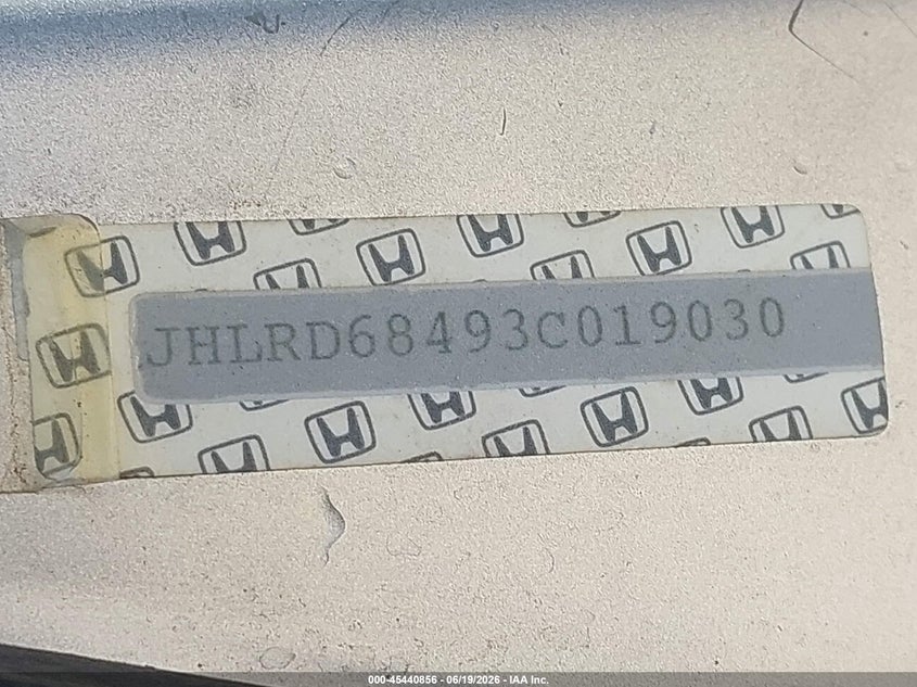 2003 Honda Cr-v VIN JHLRD68493C019030 IAAI salvage auction — FRONT END, Salvage (California), sold $825 on 2026-07-20 (photo 9)