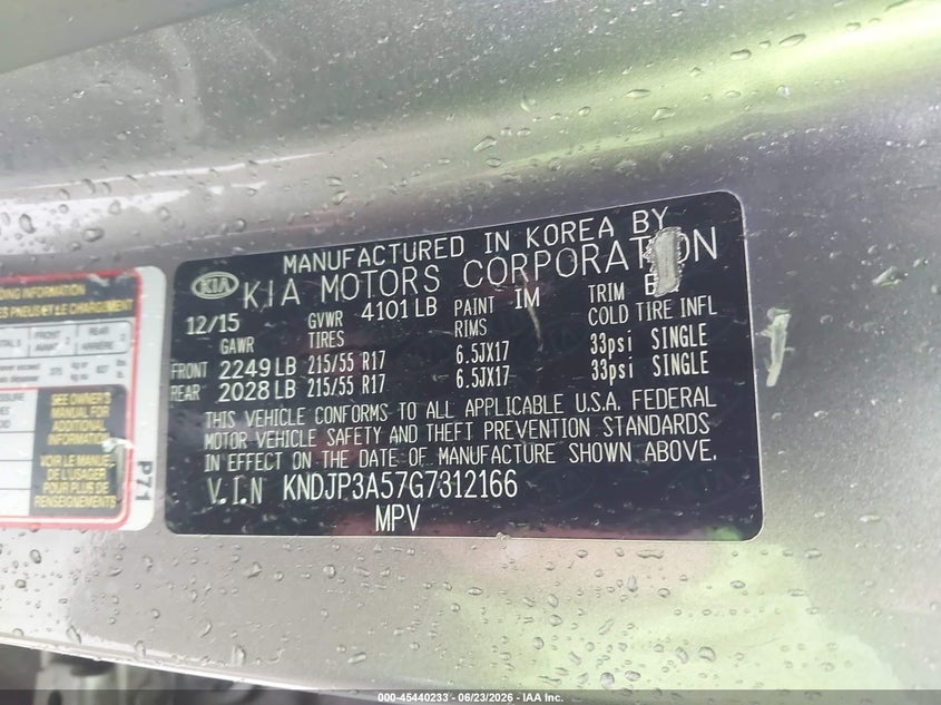 2016 Kia Soul VIN KNDJP3A57G7312166 IAAI salvage auction — SIDE, Clear (Virginia), sold $1,650 on 2026-07-09 (photo 9)