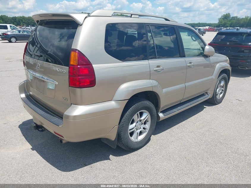 2005 Lexus Gx VIN JTJBT20X050076461 IAAI salvage auction — LEFT SIDE, Salvage (Indiana), sold $4,075 on 2026-07-23 (photo 4)