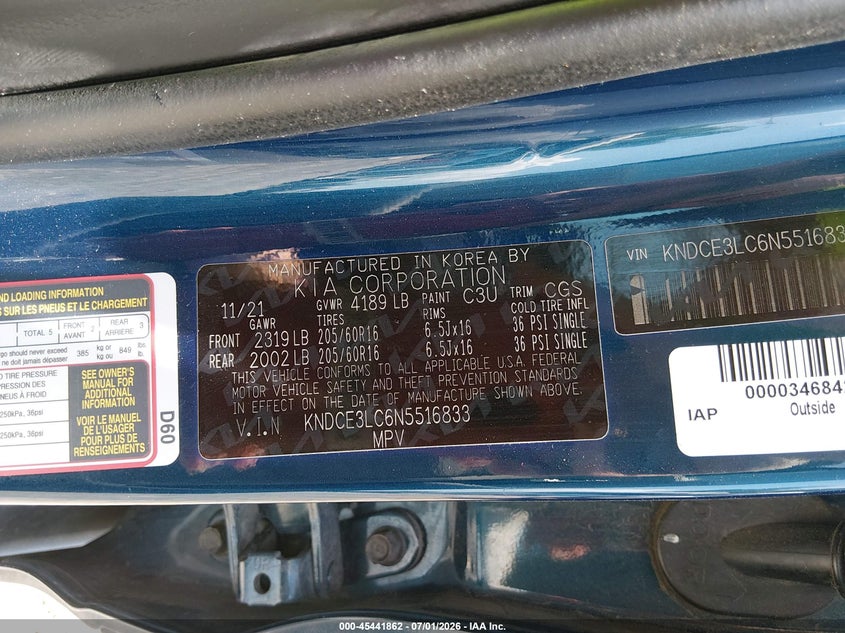 2022 Kia Niro VIN KNDCE3LC6N5516833 IAAI salvage auction — FRONT END, Salvage (Tennessee), sold $5,500 on 2026-07-18 (photo 9)