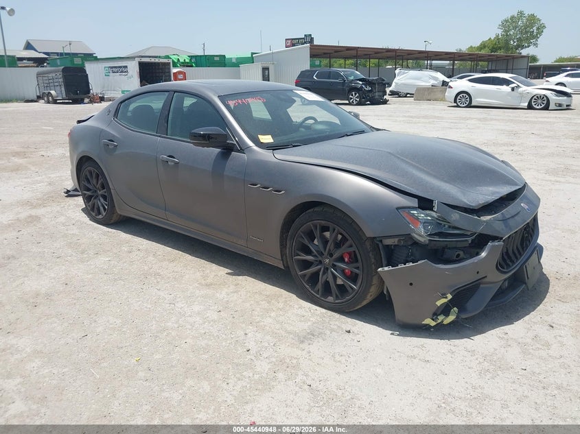 2020 Maserati Ghibli VIN ZAM57YTS9L1343767 IAAI salvage auction — FRONT & REAR, Original (Texas), sold $8,500 on 2026-08-08 (photo 1)