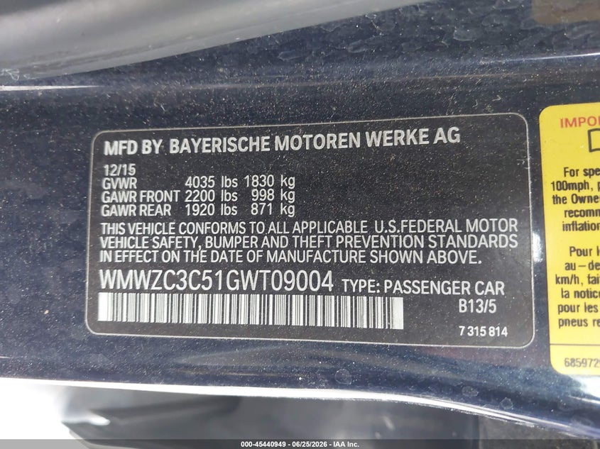 2016 Mini Countryman VIN WMWZC3C51GWT09004 IAAI salvage auction — REAR END, Salvage (South Carolina), sold $875 on 2026-07-14 (photo 9)