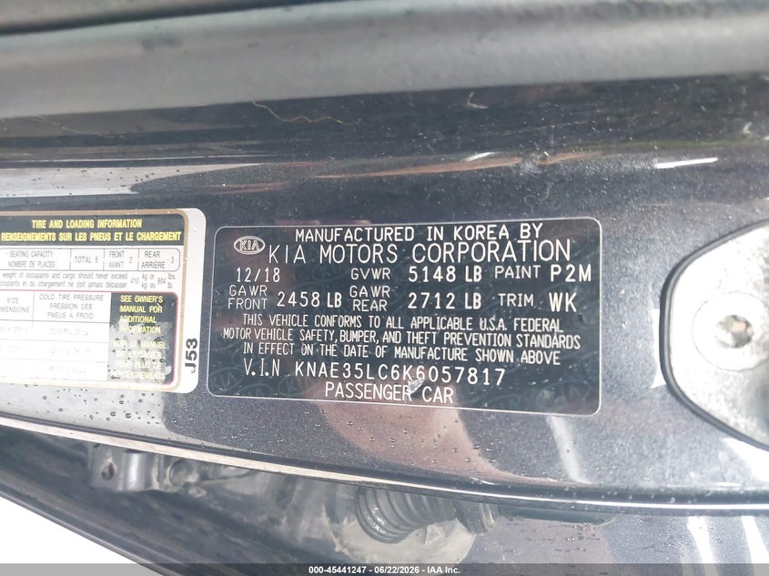 2019 Kia Stinger VIN KNAE35LC6K6057817 IAAI salvage auction — LEFT FRONT, Mv-907A (New York), sold $3,150 on 2026-07-20 (photo 9)