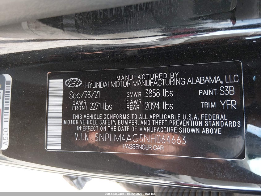 2022 Hyundai Elantra VIN 5NPLM4AG5NH064663 IAAI salvage auction — NORMAL WEAR, Salvage (Texas), sold $1,050 on 2026-07-28 (photo 9)