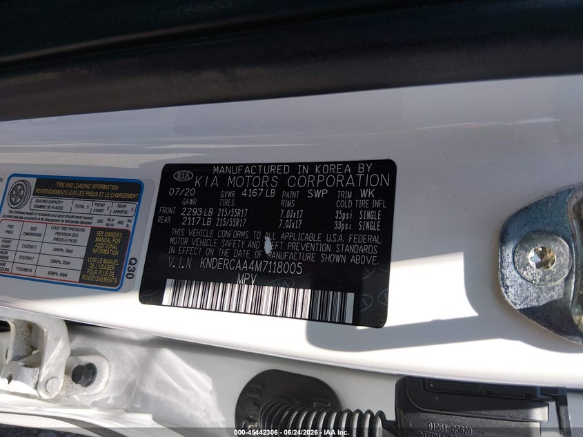 2021 Kia Seltos VIN KNDERCAA4M7118005 IAAI salvage auction — FRONT END, Salvage Title, sold $4,550 on 2026-07-27 (photo 9)