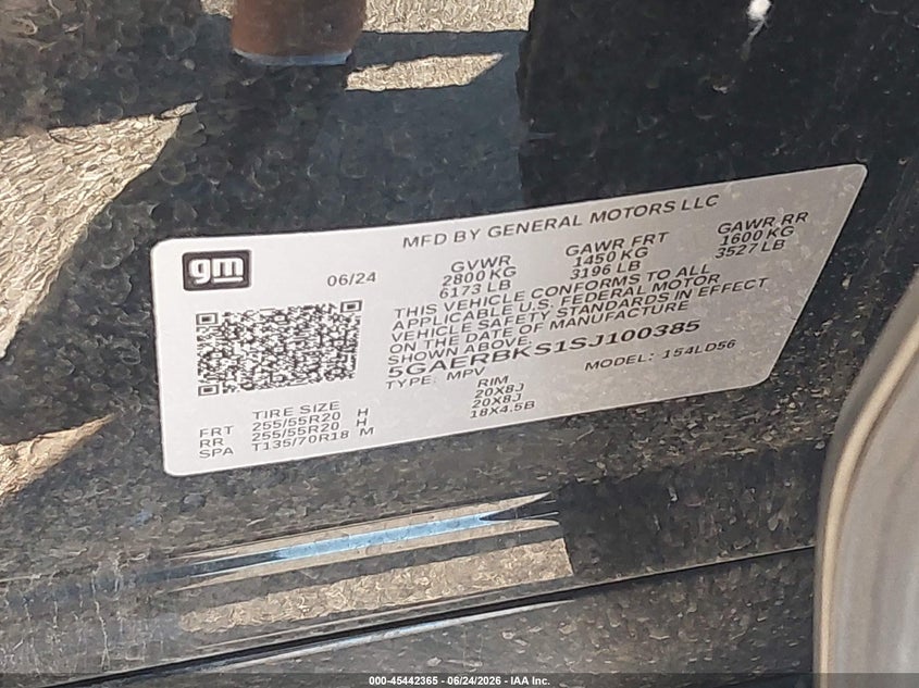 2025 Buick Enclave VIN 5GAERBKS1SJ100385 IAAI salvage auction — RIGHT SIDE, Salvage (Indiana), sold $13,000 on 2026-07-30 (photo 9)