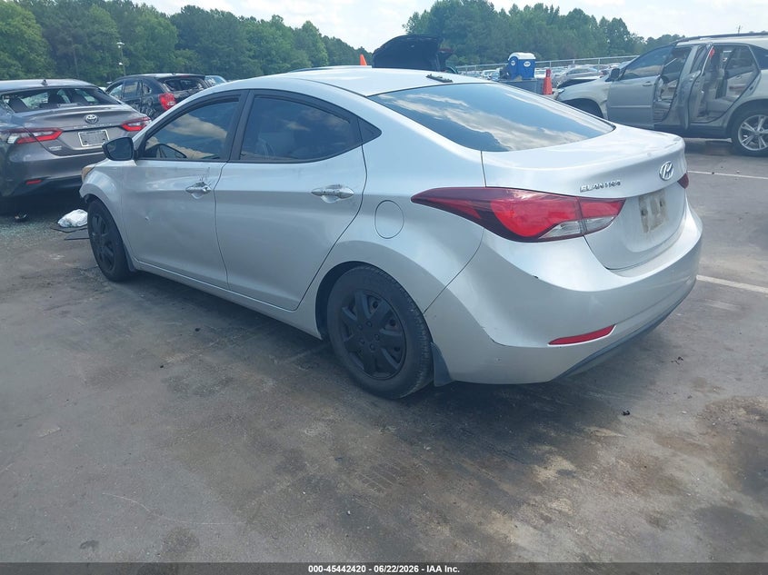 2016 Hyundai Elantra VIN KMHDH4AE4GU530966 IAAI salvage auction — THEFT, Salvage (North Carolina), sold $800 on 2026-07-29 (photo 3)