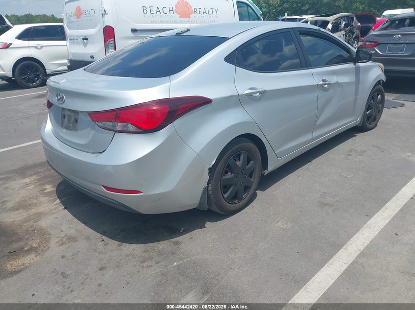 2016 Hyundai Elantra VIN KMHDH4AE4GU530966 IAAI salvage auction — THEFT, Salvage (North Carolina), sold $800 on 2026-07-29 (photo 4)