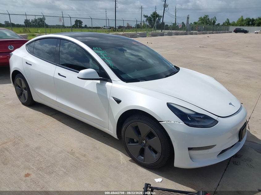 2021 Tesla Model 3 VIN 5YJ3E1EAXMF963551 IAAI salvage auction — FRONT END, Original (Texas), sold $4,300 on 2026-07-10 (photo 1)