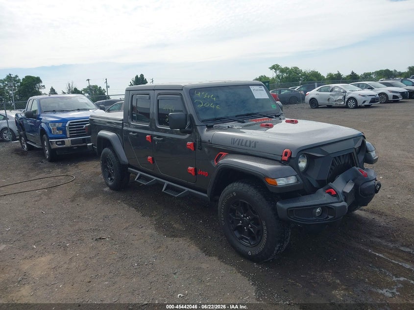2021 Jeep Gladiator VIN 1C6HJTAGXML517296 IAAI salvage auction — FRONT END, Salvage Title, sold $8,000 on 2026-08-23 (photo 1)