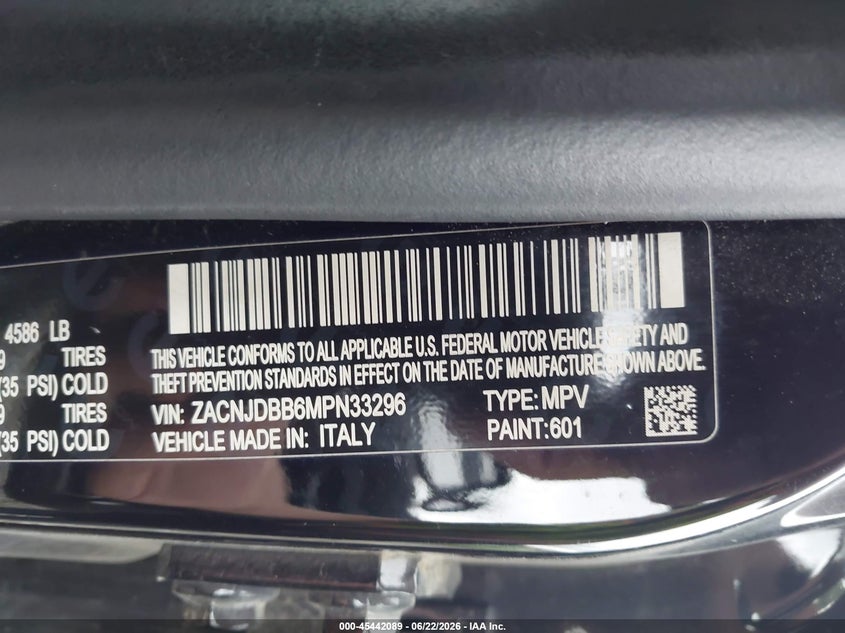 2021 Jeep Renegade VIN ZACNJDBB6MPN33296 IAAI salvage auction — REAR END, Salvage Title, sold $4,500 on 2026-08-16 (photo 9)