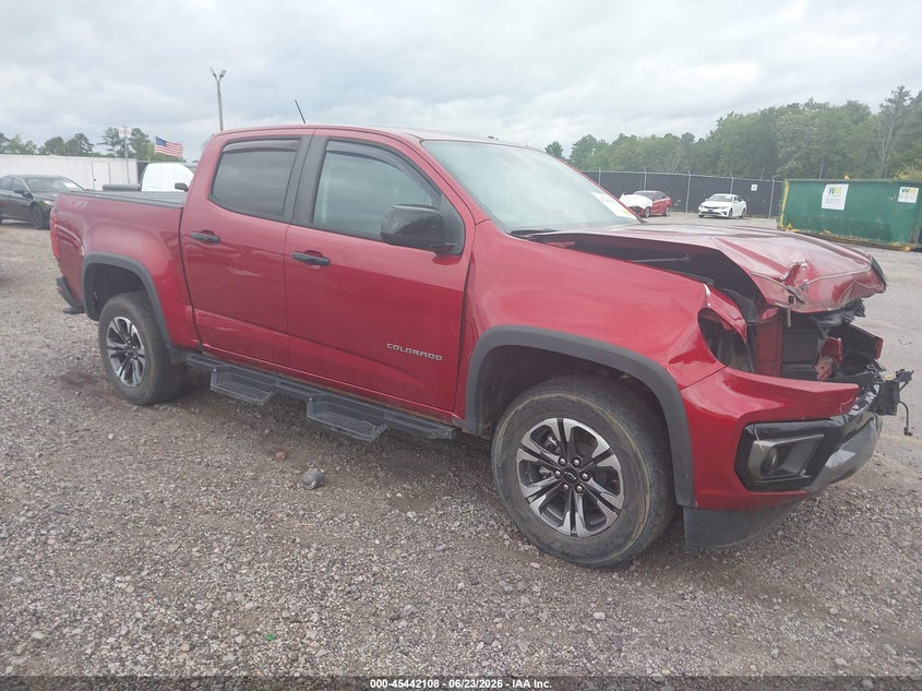 2021 Chevrolet Colorado VIN 1GCGSDEN2M1106406 IAAI salvage auction — FRONT END, Clear (South Carolina), sold $7,100 on 2026-07-19 (photo 1)