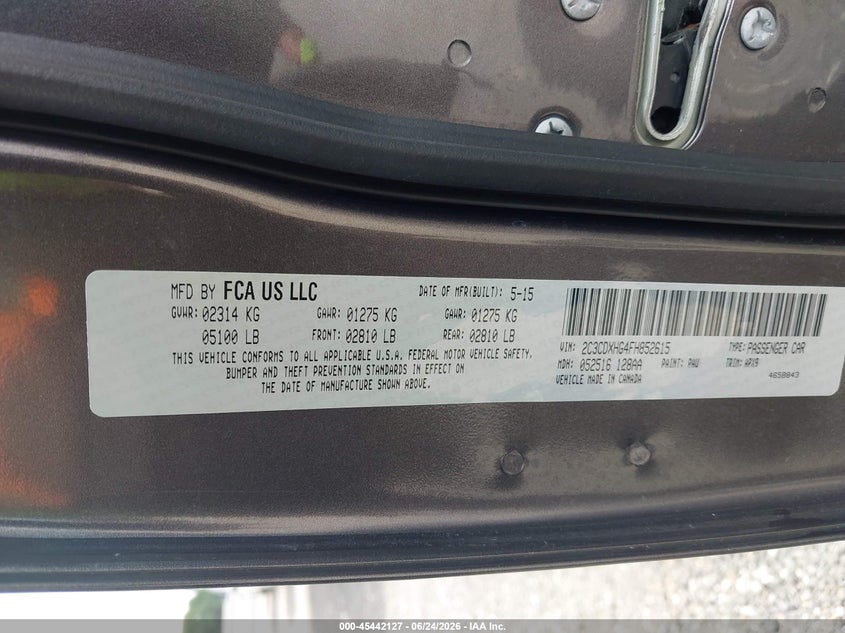 2015 Dodge Charger VIN 2C3CDXHG4FH852615 IAAI salvage auction — REAR END, Salvage Title, sold $3,650 on 2026-07-26 (photo 9)