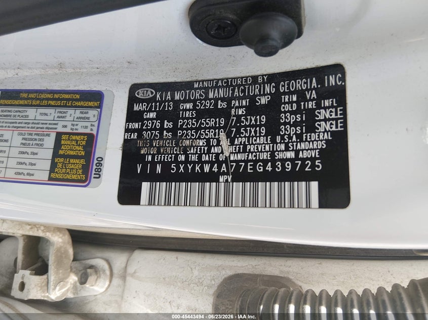 2014 Kia Sorento VIN 5XYKW4A77EG439725 IAAI salvage auction — RIGHT FRONT, Salvage (Illinois), sold $625 on 2026-08-02 (photo 9)