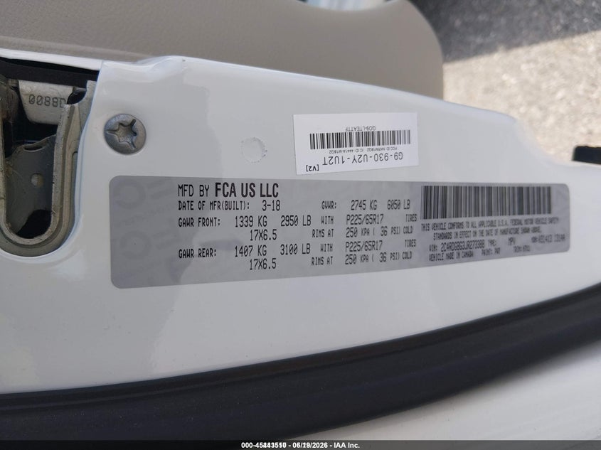 2018 Dodge Grand caravan VIN 2C4RDGBG3JR273388 IAAI salvage auction — NORMAL WEAR, Sf97 (Maryland), sold $16,700 on 2026-08-18 (photo 9)