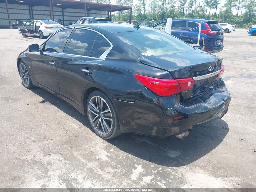 2015 Infiniti Q50 VIN JN1BV7AP1FM336498 IAAI salvage auction — REAR END, Rebuildable (Florida), sold $700 on 2026-07-28 (photo 3)