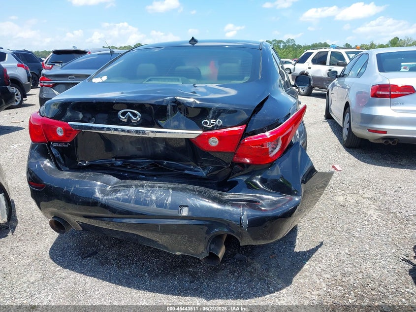 2015 Infiniti Q50 VIN JN1BV7AP1FM336498 IAAI salvage auction — REAR END, Rebuildable (Florida), sold $700 on 2026-07-28 (photo 6)