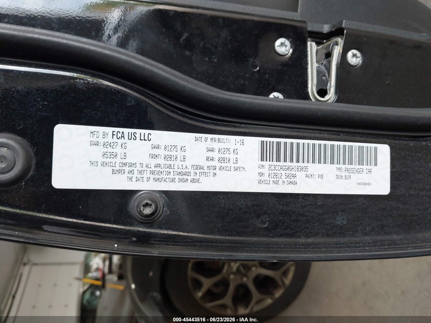 2016 Chrysler 300 VIN 2C3CCAGG0GH183035 IAAI salvage auction — LEFT FRONT, Salvage Title, sold $3,150 on 2026-09-02 (photo 9)