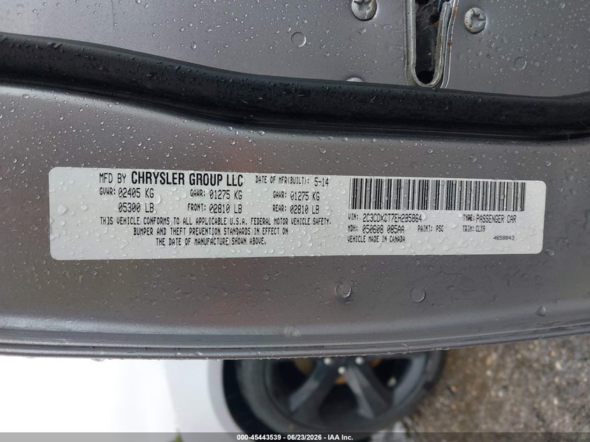 2014 Dodge Charger VIN 2C3CDXCT7EH295864 IAAI salvage auction — FRONT END, Salvage (Pennsylvania), sold $725 on 2026-07-27 (photo 9)