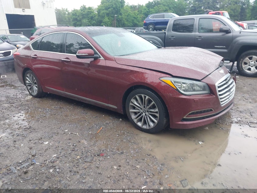 2015 Hyundai Genesis VIN KMHGN4JE1FU028338 IAAI salvage auction — FRONT END, Salvage Title, sold $2,300 on 2026-07-19 (photo 1)