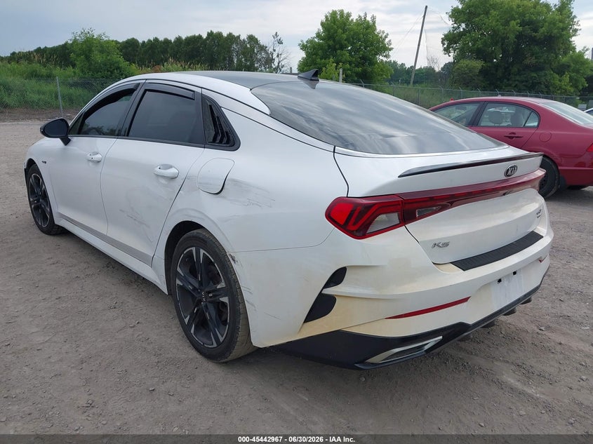 2021 Kia K5 VIN 5XXG64J21MG049782 IAAI salvage auction — SIDE, Salvage Title, sold $3,150 on 2026-07-30 (photo 3)