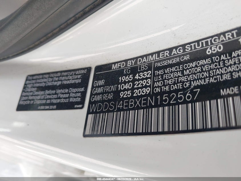 2014 Mercedes-benz Cla-klasse VIN WDDSJ4EBXEN152567 IAAI salvage auction — REPOSSESSION, Nrc Lienholder Repossession Paperwork (Texas), sold $25 on 2026-07-27 (photo 9)
