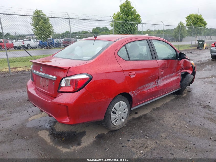 2021 Mitsubishi Mirage VIN ML32FUFJ1MHF03189 IAAI salvage auction — RIGHT FRONT, Salvage Title, sold $1,500 on 2026-07-28 (photo 4)