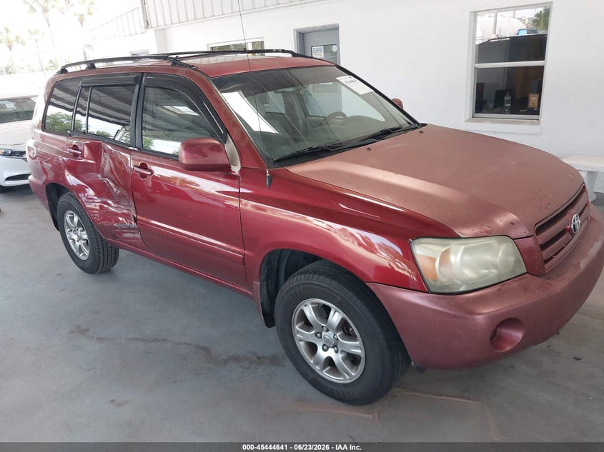 2006 Toyota Highlander VIN JTEGD21A060141368 IAAI salvage auction — RIGHT SIDE, Rebuildable (Florida), sold $575 on 2026-07-15 (photo 1)