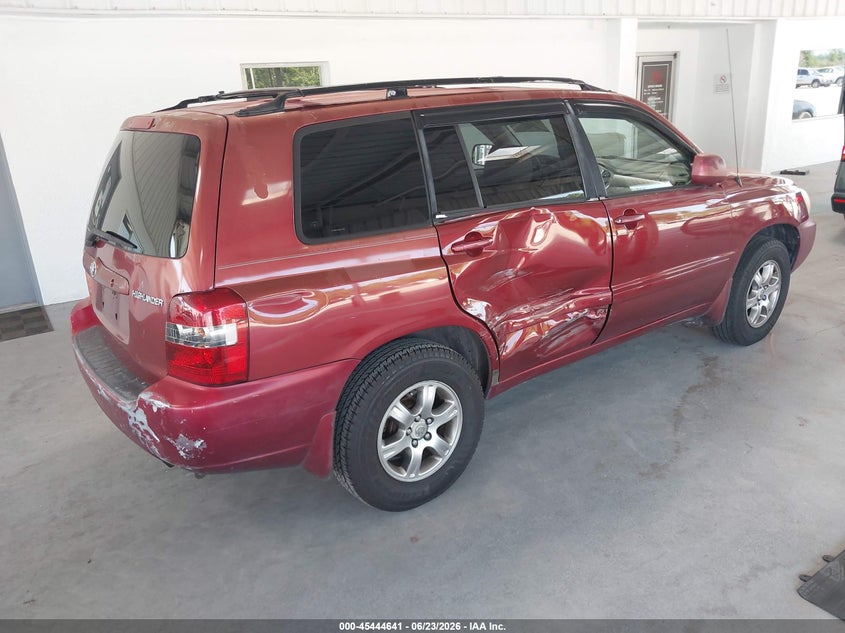 2006 Toyota Highlander VIN JTEGD21A060141368 IAAI salvage auction — RIGHT SIDE, Rebuildable (Florida), sold $575 on 2026-07-15 (photo 4)