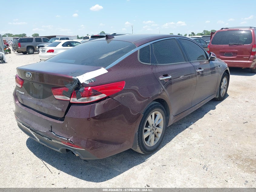 2017 Kia Optima VIN 5XXGT4L32HG132545 IAAI salvage auction — FRONT & REAR, Rebuildable (Florida), sold $1,800 on 2026-07-11 (photo 4)