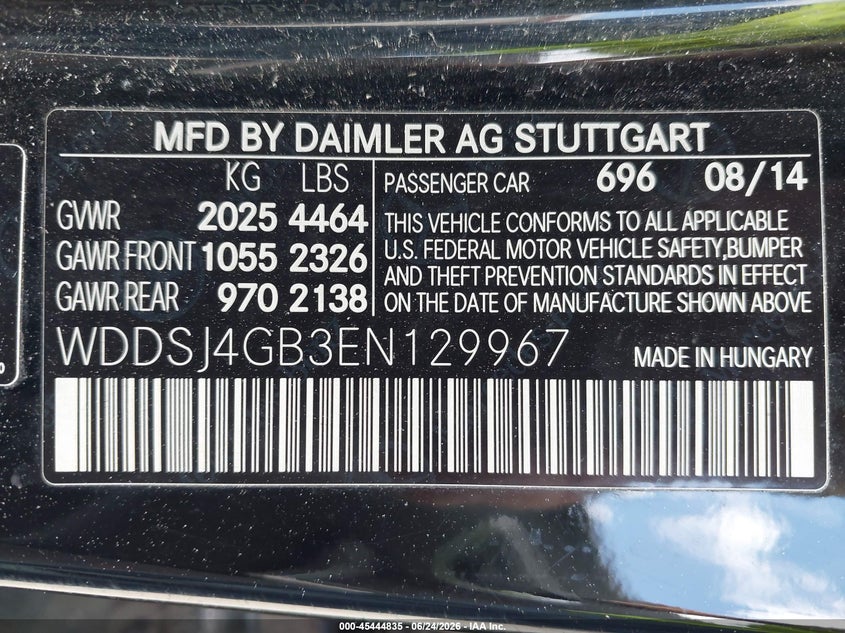2014 Mercedes-benz Cla-klasse VIN WDDSJ4GB3EN129967 IAAI salvage auction — NORMAL WEAR, Original (Maine), sold $2,625 on 2026-07-06 (photo 9)