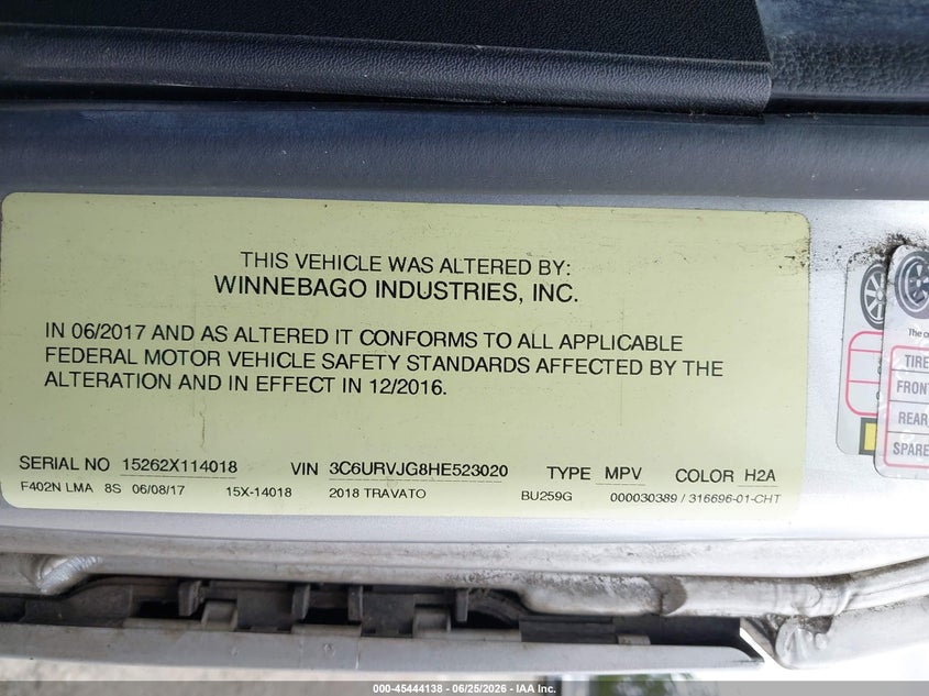 2017 Ram Promaster city VIN 3C6URVJG8HE523020 IAAI salvage auction — FRONT END, Bill Of Sale (Washington), sold $21,200 on 2026-07-28 (photo 9)